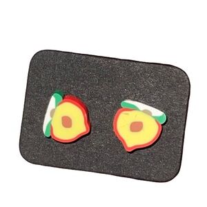 New Handmade Artisan Apple Slices Polymer Clay Hypoallergenic Stud Earrings